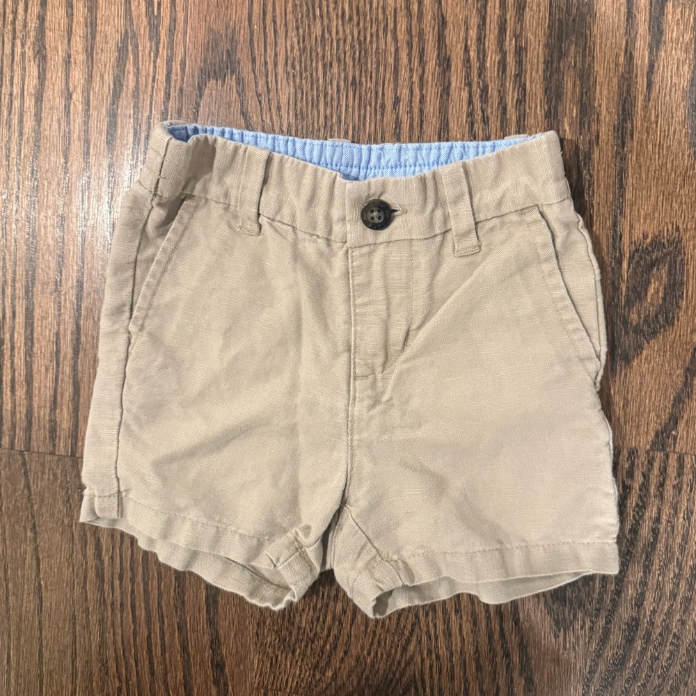 Janie and Jack Tan Linen Cotton Khaki Shorts - Picture 2 of 4